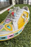 Buy_Modanta Footwear_Yellow Navratri Embroidered And Mirror Work Sneakers _Online_at_Aza_Fashions