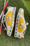 Shop_Modanta Footwear_Yellow Navratri Embroidered And Mirror Work Sneakers _Online_at_Aza_Fashions