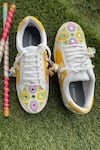 Shop_Modanta Footwear_Yellow Navratri Embroidered And Mirror Work Sneakers _at_Aza_Fashions