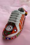 Shop_Modanta Footwear_Orange Navratri Embroidered And Mirror Work Sneakers _at_Aza_Fashions