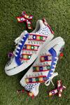 Shop_Modanta Footwear_White Navratri Lace And Ghunghroo Embellished Sneakers _at_Aza_Fashions