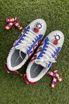 Shop_Modanta Footwear_White Navratri Lace And Ghunghroo Embellished Sneakers _Online_at_Aza_Fashions