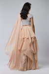 Shop_Naina Seth_Peach Organza, Satin, Knit, Jersey Beads, Crystals Sweetheart Ruffle Lehenga Set _at_Aza_Fashions