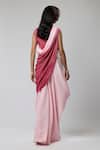 Shop_Naina Seth_Pink Crepe Crystals Cowl Neck Ruched Ombre Top With Pant _at_Aza_Fashions