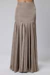 Buy_Naina Seth_Brown Sweetheart Neck Pleated Pre-draped Skirt Saree With Blouse _Online_at_Aza_Fashions