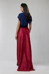 Shop_Naina Seth_Navy Knit, Suede Crystals Sweetheart Royal Hourglass Embellished Top With Skirt _at_Aza_Fashions