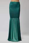 Naina Seth_Green Jersey Pearls One Shoulder Cantaloupe Ombre Draped Blouse And Skirt Set _Online_at_Aza_Fashions