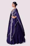 Onaya_Purple Silk Embroidery, Mirrors, Sequins, Beads V-neck Cape And Lehenga Set _Online_at_Aza_Fashions