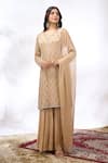 Buy Samyukta Singhania Beige Georgette Embroidery, Sequins Round Neck Kurta And Sharara Set at Aza Fashions Buy_Samyukta Singhania_Beige Georgette Embroidery, Sequins Round Neck Kurta And Sharara Set _at_Aza_Fashions