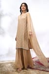 Buy Samyukta Singhania Beige Georgette Embroidery, Sequins Round Neck Kurta And Sharara Set Buy_Samyukta Singhania_Beige Georgette Embroidery, Sequins Round Neck Kurta And Sharara Set