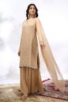 Buy Samyukta Singhania Beige Georgette Embroidery, Sequins Round Neck Kurta And Sharara Set Online Buy_Samyukta Singhania_Beige Georgette Embroidery, Sequins Round Neck Kurta And Sharara Set _Online