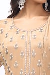 Shop Samyukta Singhania Beige Georgette Embroidery, Sequins Round Neck Kurta And Sharara Set Online Shop_Samyukta Singhania_Beige Georgette Embroidery, Sequins Round Neck Kurta And Sharara Set _Online
