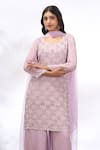 Buy_Samyukta Singhania_Lilac Georgette Embroidery, Beads Round Neck Kurta And Sharara Set _Online_at_Aza_Fashions