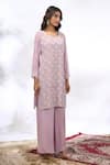 Buy_Samyukta Singhania_Lilac Georgette Embroidery, Beads Round Neck Kurta And Sharara Set 