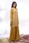 Buy Samyukta Singhania Yellow Georgette Embroidery V-neck Geometric Kurta Set Online at Aza Fashions Buy_Samyukta Singhania_Yellow Georgette Embroidery V-neck Geometric Kurta Set _Online_at_Aza_Fashions