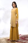 Buy Samyukta Singhania Yellow Georgette Embroidery V-neck Geometric Kurta Set Online Buy_Samyukta Singhania_Yellow Georgette Embroidery V-neck Geometric Kurta Set _Online