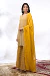 Samyukta Singhania Yellow Georgette Embroidery V-neck Geometric Kurta Set Samyukta Singhania_Yellow Georgette Embroidery V-neck Geometric Kurta Set