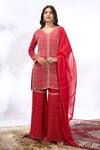 Buy_Samyukta Singhania_Red Georgette Embroidery V-neck Kurta And Sharara Set 