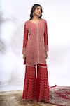 Buy_Samyukta Singhania_Red Georgette Embroidery V-neck Kurta And Sharara Set _Online