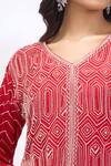 Samyukta Singhania_Red Georgette Embroidery V-neck Kurta And Sharara Set 