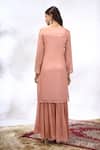 Shop_Samyukta Singhania_Peach Georgette Mirrors, Embroidery Round Neck Work Kurta Set _at_Aza_Fashions