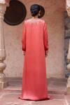 Shop_Shruti Sancheti_Red Silk Satin Embroidery V-neck Paisley Kaftan _at_Aza_Fashions