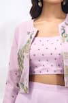 Shop_Samyukta Singhania_Lilac Georgette Embroidery Round , Square Peacock Jacket Sharara Set _Online