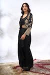 Buy Samyukta Singhania Black Georgette Collared, Sweetheart Neck Embroidered Cape And Skirt Set Buy_Samyukta Singhania_Black Georgette Collared, Sweetheart Neck Embroidered Cape And Skirt Set