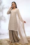Shop_Samyukta Singhania_Gray Georgette Embroidery Round Neck Kurta Set _Online