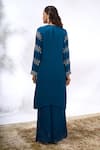 Shop_Samyukta Singhania_Blue Georgette Embroidery, Sequins V-neck Work Kurta Set _at_Aza_Fashions