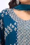 Samyukta Singhania_Blue Georgette Embroidery, Sequins V-neck Work Kurta Set _Online