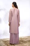 Shop_Samyukta Singhania_Lilac Georgette Embroidery Split V-neck Chevron Work Kurta Set _at_Aza_Fashions