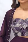 Shop_Samyukta Singhania_Purple Georgette Embroidery, Sequins V-, Sweetheart Jacket Pant Set _Online