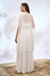 Shop_Samyukta Singhania_White Georgette Embroidery Open , Sweetheart Sheer Jacket And Pant Set _at_Aza_Fashions
