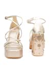 Sole House_Gold Embroidery, Zari And Dabka Block Heels _Online_at_Aza_Fashions