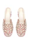 Shop_Sole House_Red Embroidery, Mirrors, Stones And Block Heel Mules _Online_at_Aza_Fashions