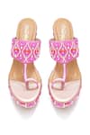 Shop_Sole House_Pink Embroidery, Beads Wedge Heels _Online_at_Aza_Fashions