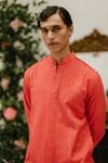 Buy_Vaani Beswal_Red Cotton Finch Pintuck Short Kurta _Online_at_Aza_Fashions
