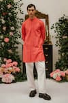 Buy_Vaani Beswal_Red Cotton Finch Pintuck Short Kurta _at_Aza_Fashions