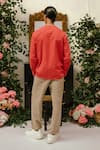 Shop_Vaani Beswal_Red Handloom Cotton Embroidery Leon Handwoven Shirt _at_Aza_Fashions