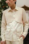 Vaani Beswal_Ivory Handloom Cotton Dave Pintuck Jacket Style Shirt _Online_at_Aza_Fashions