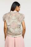 Shop_Ott_Ivory Nylon Embroidery Collared The Sheer Floral Bomber Jacket _at_Aza_Fashions