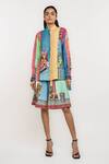Ott_Multi Color Linen Embroidery Mandarin Collar Singh Twins Shirt _Online_at_Aza_Fashions