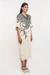 Ott_Ivory Silk Embroidery V-neck Dress _Online_at_Aza_Fashions