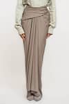 Ott_Gray Viscose, Spandex Draped Skirt _Online_at_Aza_Fashions