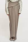 Buy_Ott_Gray Viscose, Spandex Draped Skirt _Online_at_Aza_Fashions
