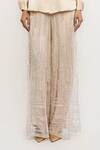 Ott_Ivory Polyester Sequins Crystal Evening Pant _Online_at_Aza_Fashions