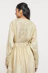 Ott_Beige Cotton, Silk Embroidery Split V-neck Chikankari Day Dress _Online_at_Aza_Fashions