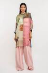 Ott_Multi Color Silk Embroidery, Patchwork Round Neck Singh Twins Long Tunic _Online_at_Aza_Fashions