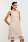 Buy_Ott_Off White Polyester Beads Boat Neck Crystal Cocktail Shift Dress _Online_at_Aza_Fashions